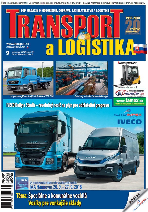 Magazín TRANSPORT a LOGISTIKA - Vydanie 9/2018 - Obálka