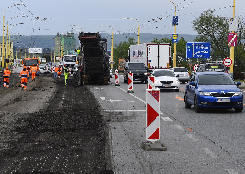 Oprava cesty v Prešove